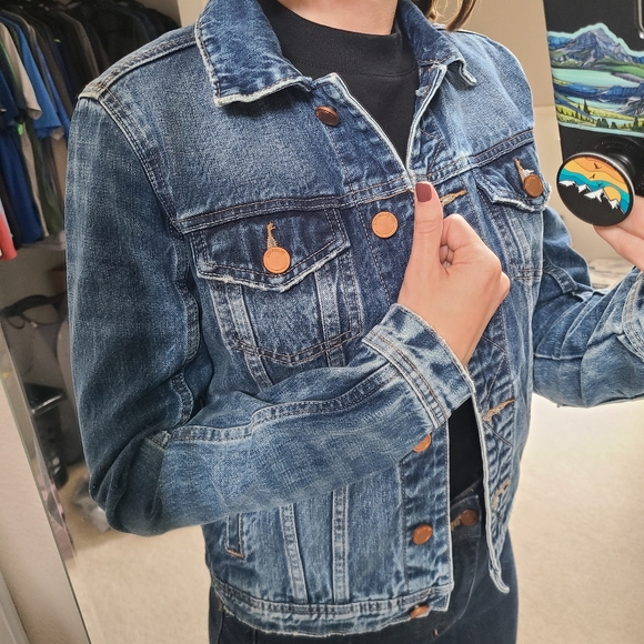 BlankNYC Cropped Denim Jacket, XS, Blue w/Copper Hardware - Picture 5 of 8